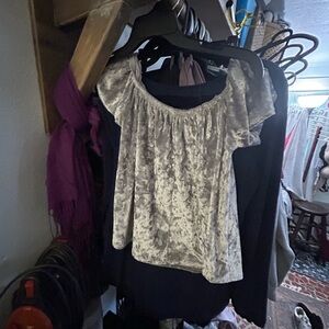 Acemi Velvet Off-Shoulder Blouse in Cream